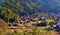 Shirakawa-go (ogimachi village) an autumn rains, begin to colors of autumn, Japan.