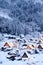 Shirakawago Light up with snow foreground