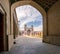 Shiraz, Iran-04.17.2019: Courtyard of the Pink Mosque, Nasir al-Mulk, with no people. Beautiful mosque built by Qajar