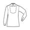 Shirt cavalry Officer technical fashion illustration with bib, elbow fold long sleeves, relax fit, classic collar. Flat