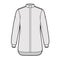 Shirt clergy technical fashion illustration with long sleeves with cuff, relax fit, concealed button-down, Tab Collar