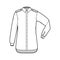 Shirt epaulette technical fashion illustration with elbow fold long sleeve, oversized, button-down opening, collar