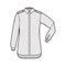 Shirt epaulette technical fashion illustration with elbow fold long sleeve, oversized, button-down opening, collar