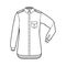 Shirt epaulette technical fashion illustration with flaps angled pocket, elbow fold long sleeve, relax fit, button-down