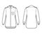 Shirt epaulette technical fashion illustration with flaps angled pocket, elbow fold long sleeve, relax fit, button-down