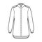 Shirt epaulette technical fashion illustration with long sleeve with cuff, relax fit, button-down opening regular collar