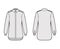 Shirt epaulette technical fashion illustration with long sleeve with cuff, relax fit, button-down opening regular collar