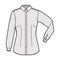 Shirt fitted technical fashion illustration with elbow fold long sleeve, slim fit, darts, button-down