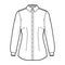 Shirt fitted technical fashion illustration with long sleeves with cuff, slim fit, darts, button-down