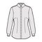 Shirt fitted technical fashion illustration with long sleeves with cuff, slim fit, darts, button-down