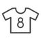 Shirt line icon. Football suit, soccer dress kit with number eight symbol, outline style pictogram on white background
