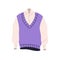 Shirt under wool vest, knitted waistcoat. Female blouse with long sleeve and casual warm knitwear. Women wearing