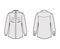 Shirt western technical fashion illustration with long sleeves, reinforced pockets, relax fit, yokes, button-down,