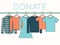 Shirts, Sweatshirts and Dress on Hangers. Donate Clothes Illustration