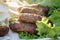 Shish kabab lamb meat with vegetables