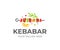 Shish kebab logo design. Meat skewer with vegetable vector design