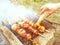 Shish kebab preparation