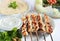 Shish taouk - Chicken shish kebab on white platter