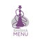 Shisha bar menu logotype with hookah silhouette illustration