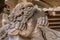 Shishi Lion and Baku (dream Eater), wooden carved guardian of Hiruko Jinja or Ebisu Jinja shinto shrine.