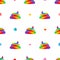 Shit unicorn pattern seamless. Rainbow multicolored turd background
