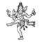 Shiva indian god engraving vector illustration