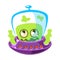 Shivering green alien, cute cartoon monster. Colorful vector character