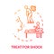 Shock first aid, treatment and recovery concept icon. Injury therapy, rehabilitation, human organism regeneration thin