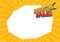 Shock sale on yellow comics background banner. Shock sale design template.