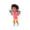 shocked african girl walking in amusement park with parents cartoon vector