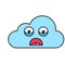 Shocked cloud sticker outline illustration