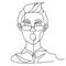 Shocked Man in Eyeglasses Portrait One Line Art. Surprised Male Facial Expression. Hand Drawn Linear Man Silhouette