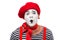 shocked mime with red bow