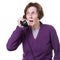 Shocked senior woman on telephone