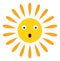 Shocked sun. Cute character with surprising face expression