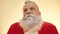 Shocked surprised Santa, amazed emotions, face expression on New Year holidays