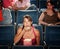 Shocked Woman Eats Popcorn