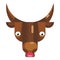 Shocked and worried bull face emoji, confused cow icon isolated sign