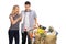 Shocked young couple looking at a shopping bill