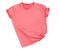 Shocking pink tshirt template ready for your own graphics, t-shirt isolated on white background mock up, pink t shirt template