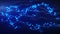 Shockwave on surface of blue glowing spheres 3D rendering illustration