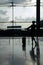 Shodow of silhouette of flight attendant at the airport