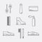 Shoe Care Products. Shoe Accessories Icons Set.