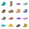 Shoe icons set, cartoon style