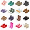 Shoe icons set in isometric 3d style