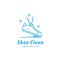 Shoe laundry business logo. Blue shoe clean shining logo icon