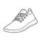 Shoe Line Drawing. Shoes sneaker outline drawing vector, black line sneaker. vector Illustration.