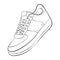 Shoe Line Drawing. Shoes sneaker outline drawing vector, black line sneaker. vector Illustration.