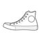 Shoe Line Drawing. Shoes sneaker outline drawing vector, black line sneaker. vector Illustration.