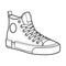 Shoe Line Drawing. Shoes sneaker outline drawing vector, black line sneaker. vector Illustration.